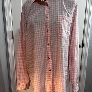 J. Crew Pink and White Plaid women’s button up Shirt sz XL